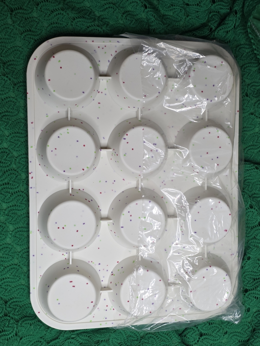 CAKETIME White Confetti Silicone Muffin Pan 2- 12-Cup Nonstick Baking Mold - Picture 5 of 7